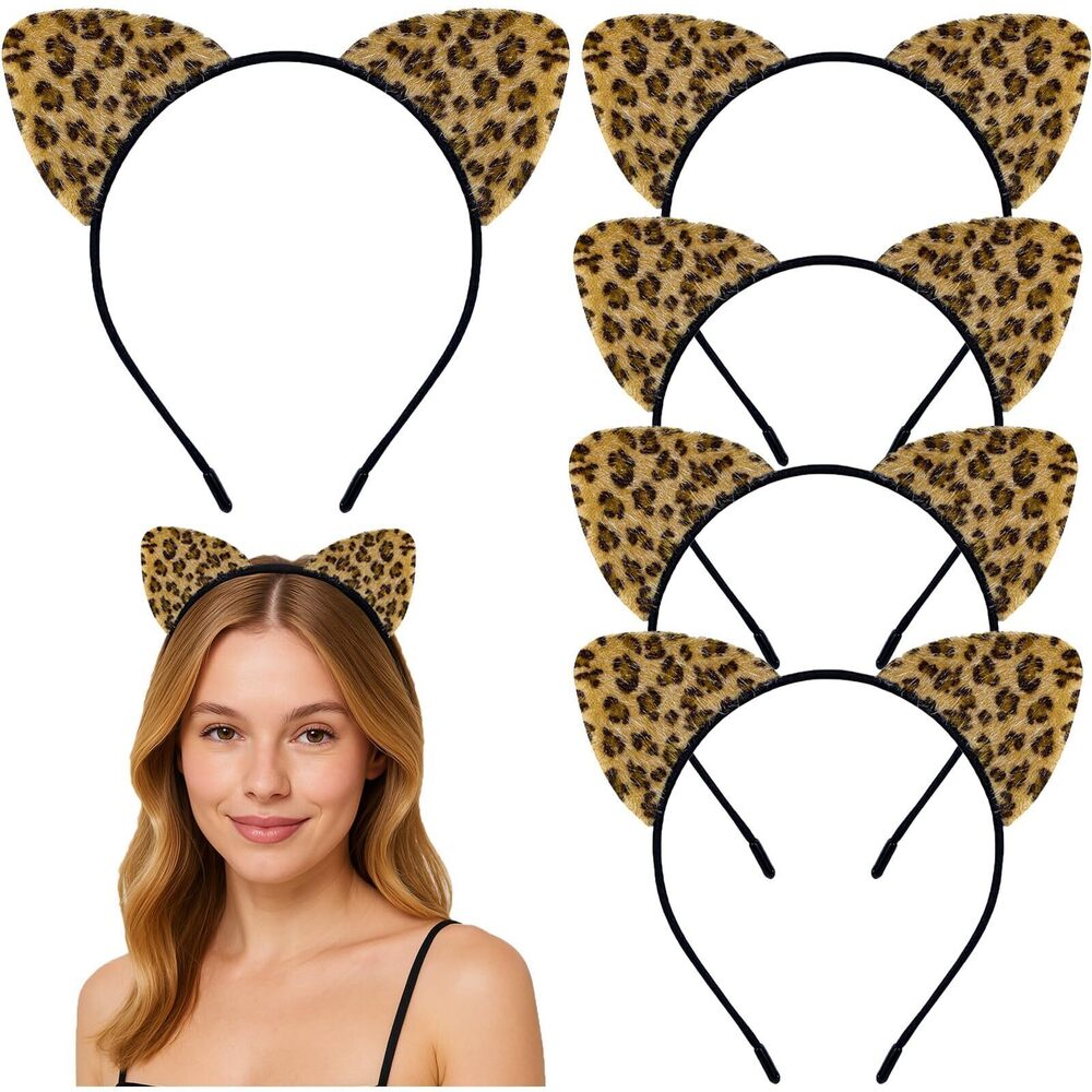 1127 5pcs Leopard Cheetah Ears Headband Cat Ears Headband Accessories